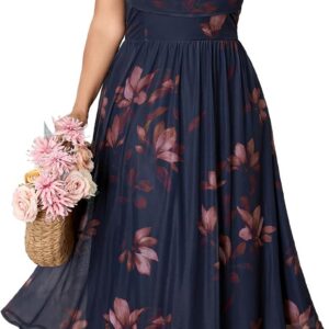 SHESTARR Women’s Plus Size Summer Floral Maxi Dress Spaghetti Strap Cowl Neck Wedding Guest Cocktail Party Mesh Long Dress