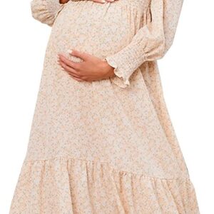 Spring Pregnant Chiffon Dress Small Floral Dress Long Sleeved Dress Pregnants Sexy Photography Props Off Shoulders Maternity Dress Cutout Dress