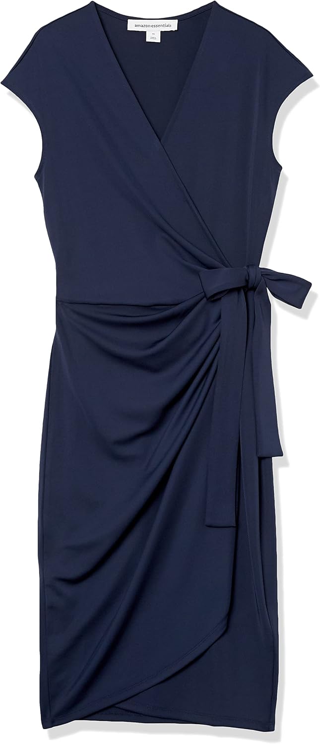 Amazon Essentials Women's Classic Cap Sleeve Wrap Dress (Available in Plus Sizes) - Image 6