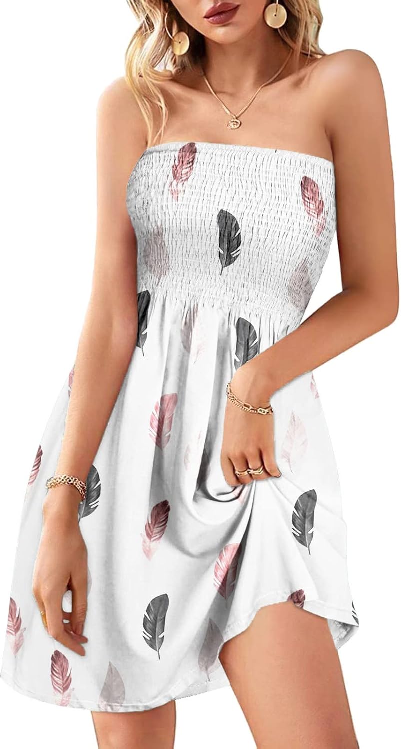 Bandeau Dress Strapless Dresses for Women UK Beach Summer Boob Tube Dress - Image 3