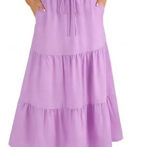 WERFORU Women’s Elastic High Waist Maxi Skirt Long Skirt with Pockets