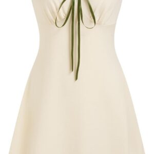 CIDER Summer Mini Dresses for Women Fruit Pattern Sweetheart Neck Sleeveless Sundress Knotted Tie A Line Sun Dresses
