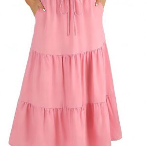 WERFORU Women’s Elastic High Waist Maxi Skirt Long Skirt with Pockets