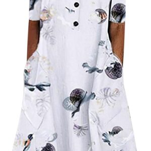 Womens Summer Dresses UK Sale Clearance Casual Maxi Loose T Shirt Dress 3/4 Sleeve Button V Neck Henley Dress Trendy Floral Printed Beach Boho A-Line Flowy Long Dresses with Pockets