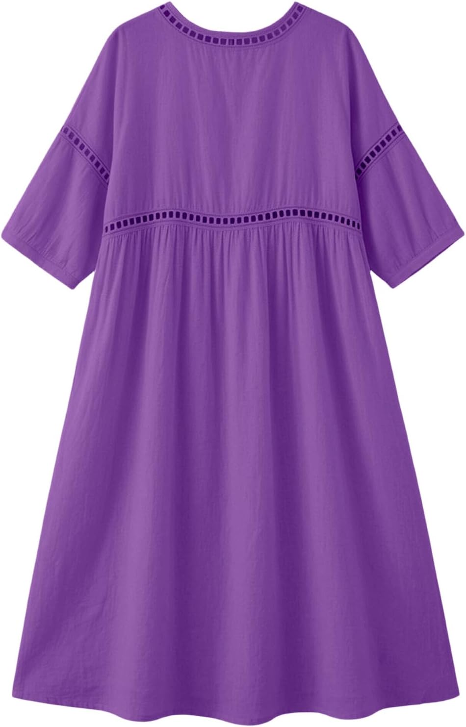 Summer Dresses for Women UK,Bohemian 3/4 Sleeve Cotton Dresses Casual Loose Fit Boho Dress Breathable Comfortable Casual Solid Holiday Beach Travel Everyday Wear - Image 5
