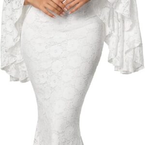 Women Off-Shoulder Lace Maxi Dress, Formal Gown for Wedding Evening Party