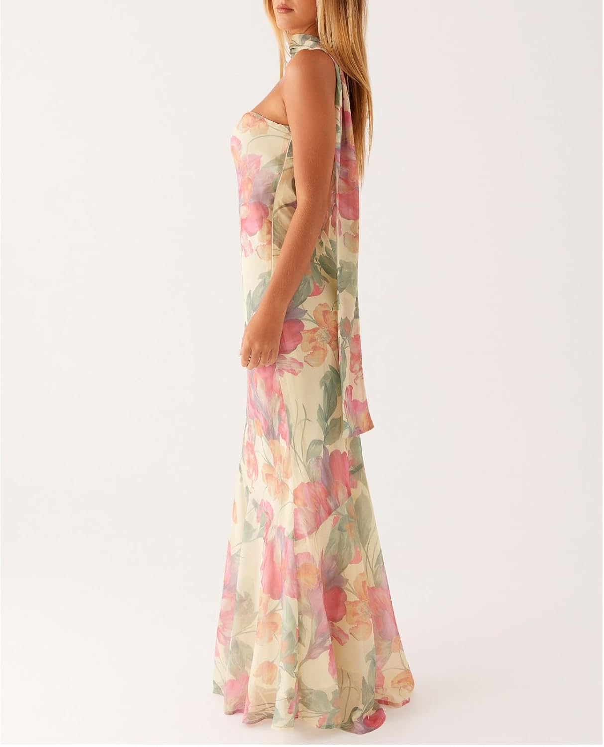 Edhomenn Women Y2K Floral Formal Strapless Maxi Dress Sexy Sleeveless Backless Mesh Long Bodycon Tube Summer Sundress - Image 5