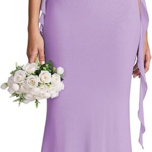 KUTUMAI Elegant Long Formal Wedding Guest Dresses for Women Ruffle Bodycon Cocktail Party Maxi Dress