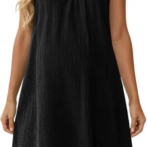 Elegant Cotton Linen Midi Sundress for Women Sleeveless Spaghetti Strap Dress Business Holiday Beach Party Dresses Ladies Solid Color Swing Mini Dress Strand
