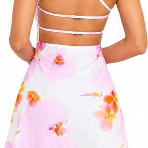 AVZXSA Women’s One Shoulder Mesh Mini Dress Sexy Open Back Bodycon Lined Stretchy Sleeveless Club Party Printed Dresses