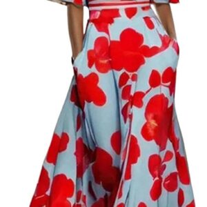 Fashion Elegant Temperament V Neck Floral Printed Summer Dresses for Women UK Flower Graphic Vintage Dress Ladies V Neck Knee Length Wrap Waist Half Sleeve Slim Trendy Maxi Dress