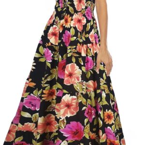 Women’s Sleeveless Summer Flowy Printed Boho Maxi Long Dress Dresses for Wedding Guest