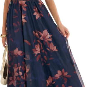 ANRABESS Women’s Floral Tulle Wedding Guest Maxi Dress