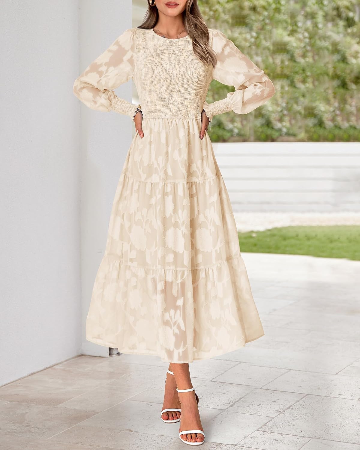 BTFBM Wedding Guest Dresses for Women Fall Fashion 2025 Casual Long Sleeve Floral Maxi Boho Homecoming Dress - Image 3