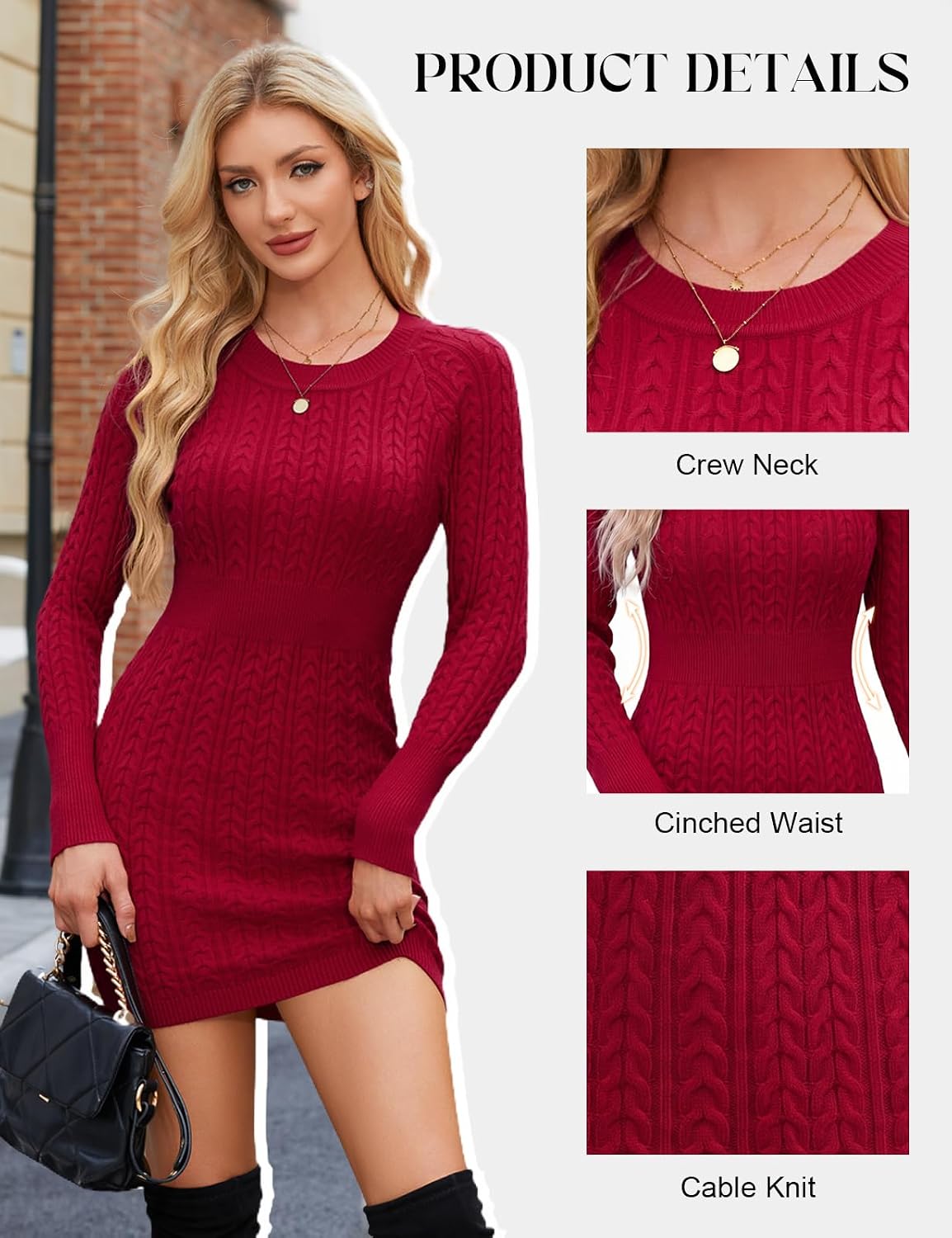 heekpek Womens Jumper Dress Autumn Winter Long Sleeve Dresses - Image 4