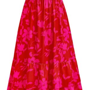 dowerme Summer Dresses for Women 2025 Casual Ruffle Smocked Tiered A-Line Boho Floral Maxi Beach Sun Dress with Pockets