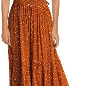 Kranda Women Sleeveless Maxi Dress V Neck Empire Waist Floral Dresses for Women