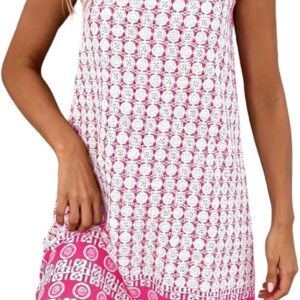 Womens Summer Dresses Sleeveless Round Neck Midi Dress Ladies Vintage Floral Print A Line Dress Boho Beach Tank Dresses Casual Swing Sundress