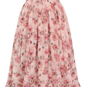 Scarlet Darkness Women Floral Maxi Dress Puff Sleeve Tea Party Corset Dress