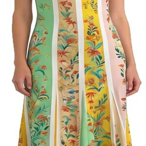 Casual Flowy Summer Maxi Dress for Women, Sleeveless V Neck Floral Print Backless Long Dresses, Boho Beach Vacation Sundress for Holiday Party