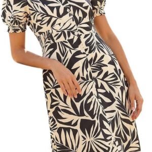 Roman Originals Swing Tea Dress Women UK Ladies Skater Midi A Line Fit & Flare Summer Casual Smart Cocktail Party Going Out Work Cruise Button Through Long Pocket