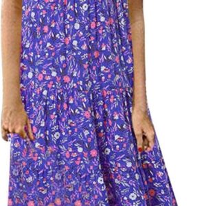 Women’s Cotton Linen Dress Floral Maxi Long Dress Casual Sleeveless Crewneck A Line Dress Plus Size Swing Dress Vintage Bohemian Loose Dresses Pageant Prom Ball Gowns Cocktail Dresses UK Size