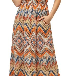 Women’s Summer Maxi Dress UK 2026 Sleeveless Floral & Geometric Pattern, Lightweight Casual Boho Beach Dress, Ladies Summer Dresses for Women UK