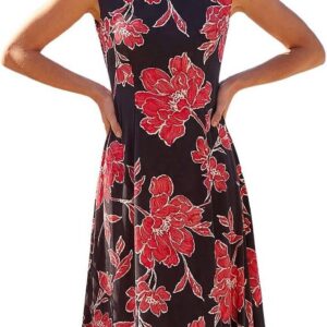 Roman Hanky Hem Swing Dress for Women UK Ladies Midi Asymmetric Hemline Stretch Jersey Short Sleeve Sleeveless Summer Smart Casual Work Office Knee Length Tunics