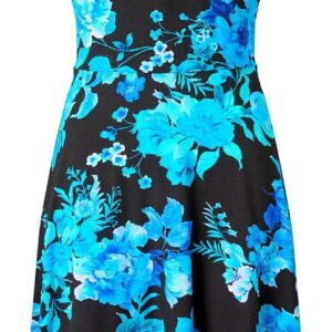 Joe Browns Women’s Winter Floral Wrap Front Knee-Length Jersey Dress, Regular, Blue, UK 6