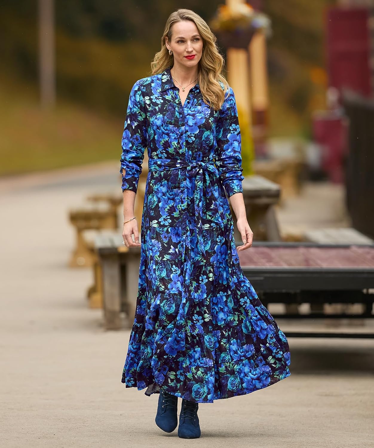 Joe Browns Women's Blue Print Floral Maxi Shirt Dress Dress - Image 2
