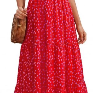 PRETTYGARDEN Women’s Smocked Top Summer Dresses for Women 2025 Short Sleeve Floral Maxi Dress for Women Flutter Sleeve Cute Spring Maxi Dress for Women Beach Vacation