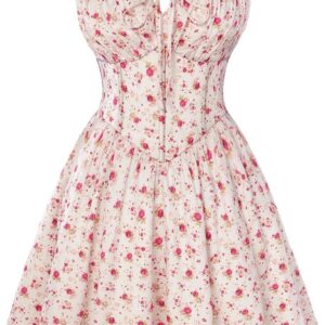 SCARLET DARKNESS Women’s Floral Corset Dress, Mini Sundress 2026, Sweety Graduation Dress