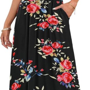 AUSELILY Summer Maxi Dress Women with Pocket Beachdress Petal Ruffle Sleeve