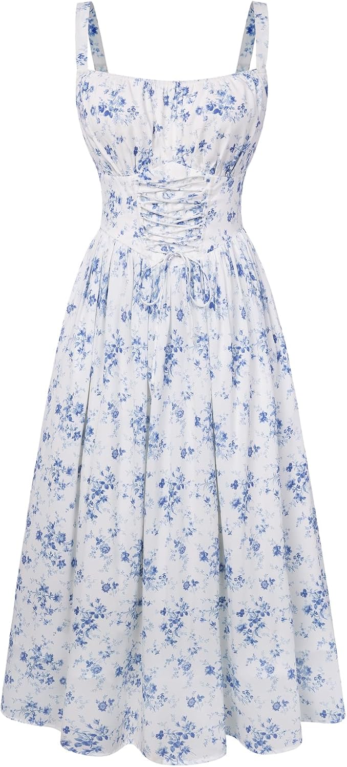 SCARLET DARKNESS Summer Dresses for Women UK Floral Milkmaid Corset Dress