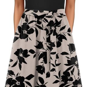 Zeagoo Womens Summer Dresses Short Sleeve Floral Casual Tunic Midi Dress