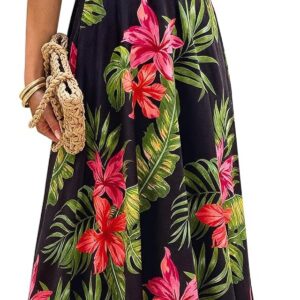 PRETTYGARDEN Sleeveless Floral Summer Maxi Dresses for Women 2026 Tube Top Flowy Long Dress Tropical Beach Vacation Clothes