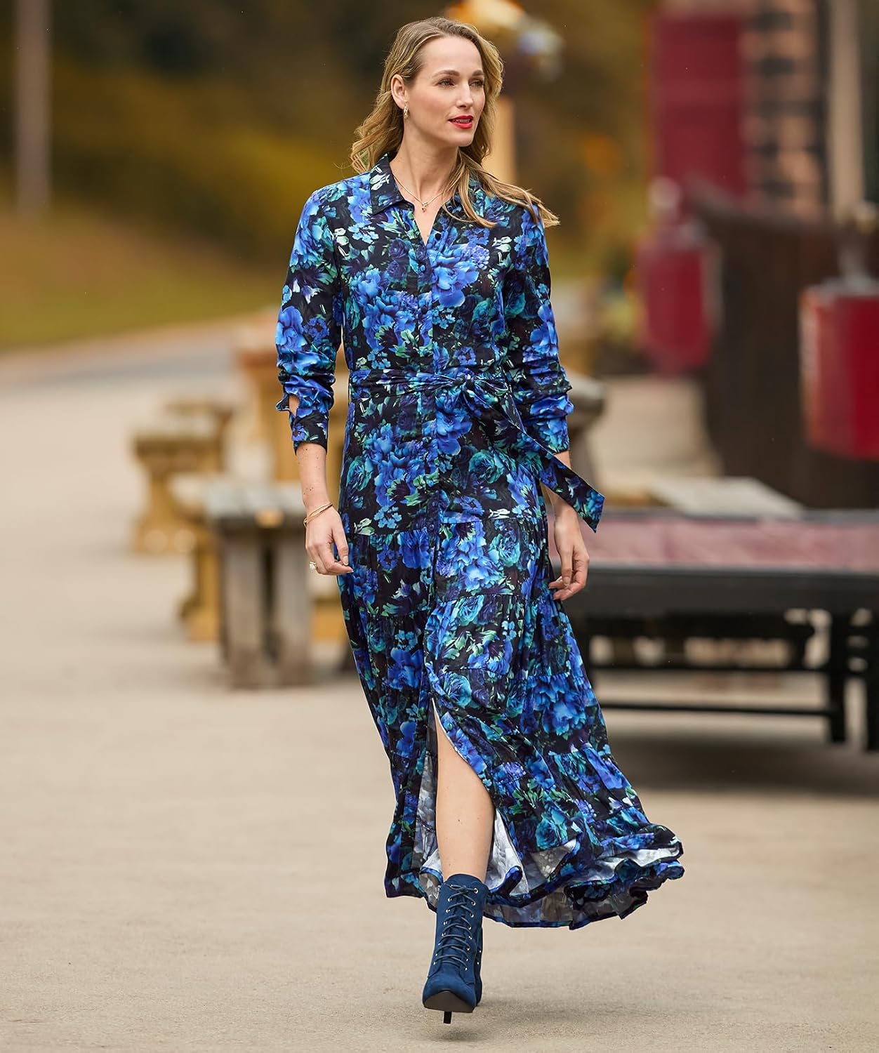 Joe Browns Women's Blue Print Floral Maxi Shirt Dress Dress - Image 7