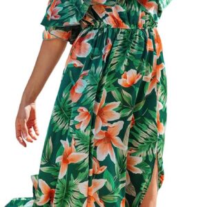 CUPSHE Women’s Midi Dress Paisley V Neck Ruffled Boho Short Sleeve High Waist A Line Casual Summer Dresses
