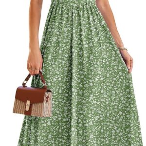 Sureple Women’s Summer Halter Midi Dress with Pockets Sleeveless Drop Waist Swing Aline Flowy Beach Sun Dresses