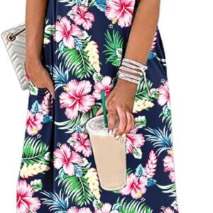 ANRABESS Womens Maxi Dresses 2025 Summer Casual Cap Sleeve Crew Neck Loose Split Beach Travel Long Shirt Sundress & Pockets