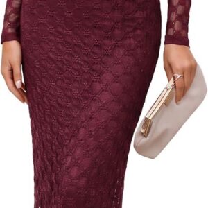 Simplee Womens Long Sleeve Fall Wedding Guest Formal Maxi Dress
