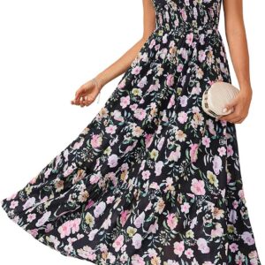 GRACE KARIN Ruffle Sleeves Floral Summer Chiffon Dresses Wedding Guest