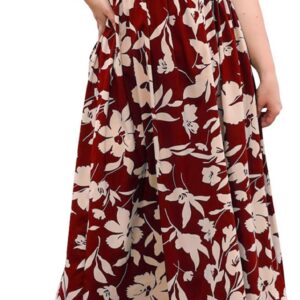 Women Short Sleeve Maxi Dresses Loose Floral Print Plus Size Casual Long Dress U-Neck A-Line Sundress Elegant