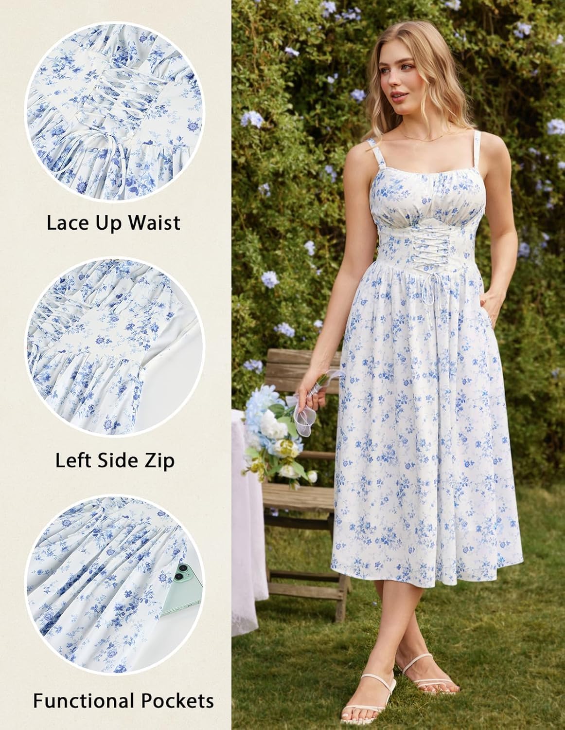 SCARLET DARKNESS Summer Dresses for Women UK Floral Milkmaid Corset Dress - Image 4