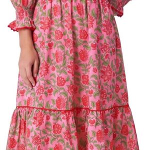Kedera Women’s Spring Boho Floral Midi Dress 2026 Casual Long Sleeve V Neck Flowy Beach Vacation Long Dress