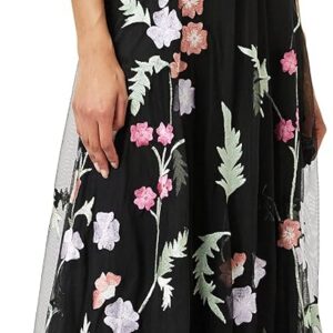 Maya Deluxe Women’s Womens Maxi Dress Ladies Floral Embroidered Open Back Puff Sleeves Dress for Wedding Guest Bridesmaid Prom Occasion Dress