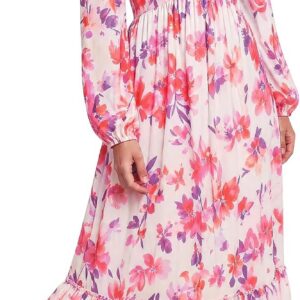 GRACE KARIN Women’s Floral Dress with Pockets V-Neck Long Sleeve Maxi A-Line Casual
