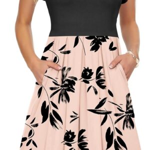 PLOKNRD Summer Midi Dress Women UK V-Neck Ruffle Short Sleeve with Pockets