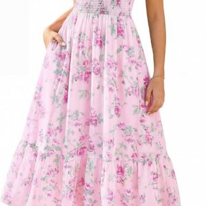 GRACE KARIN Ruffle Sleeves Floral Summer Chiffon Dresses Wedding Guest