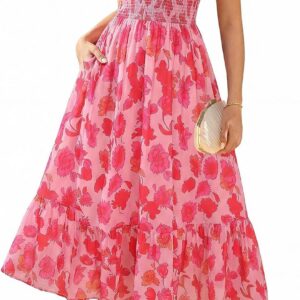 GRACE KARIN Ruffle Sleeves Floral Summer Chiffon Dresses Wedding Guest